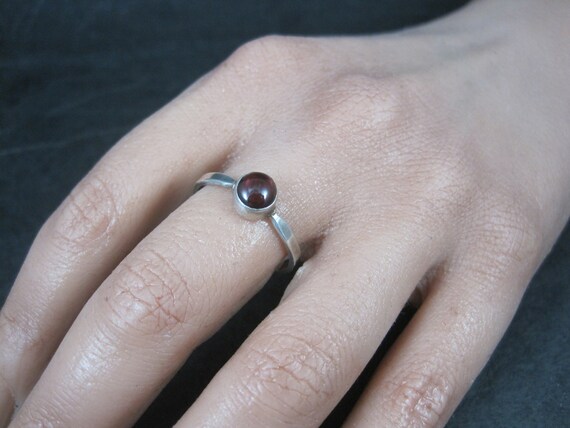 Simple Sterling Garnet Ring Size 9.5 - image 6