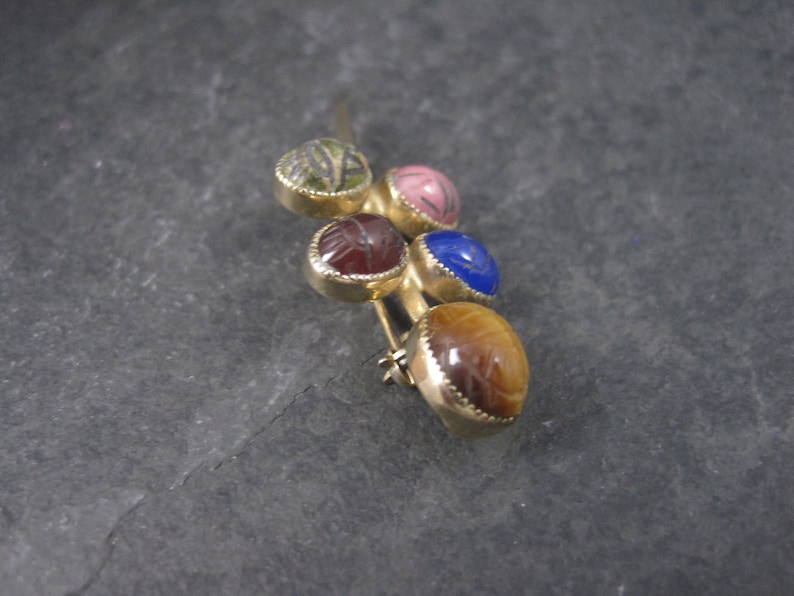 Estate Gold Filled Gemstone Scarab Brooch D/'ABros