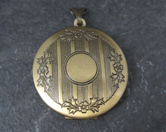Round Vintage Brass Locket Pendant