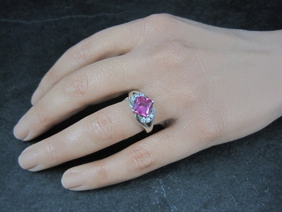 Vintage Sterling Pink Sapphire Ring Size 8 - image 5