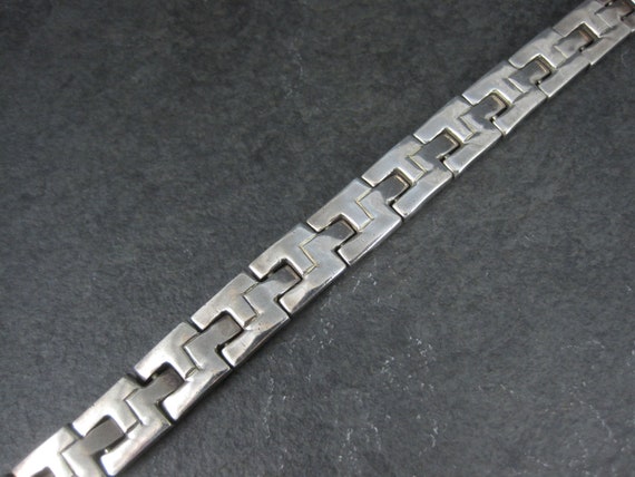 Heavy Vintage Mexican Sterling Link Bracelet 7.5 … - image 9