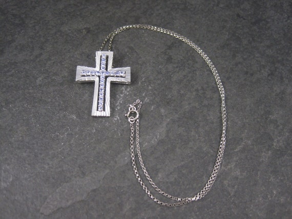 Sterling Silver Cross Pendant with Purple Crystal… - image 7