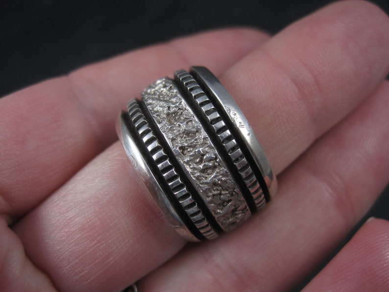 Mens Vintage Navajo Sterling Band Ring Philbert Begay Size 9 image 10