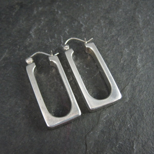 Square Hoop Earrings Latch Backs Vintage Sterling Silver