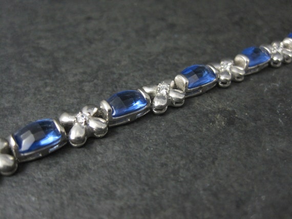 Sterling Faux Sapphire Bracelet 7 Inches - image 7