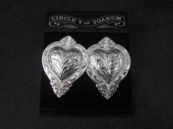 Western Heart Earrings Silver Plated Circle Y of … - image 9