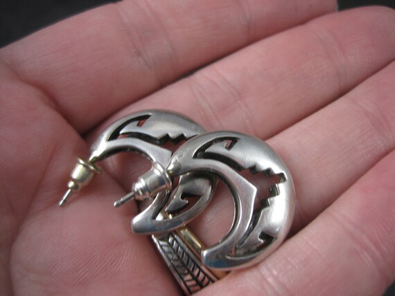 Southwestern Sterling Cresent Moon Earrings - image 7