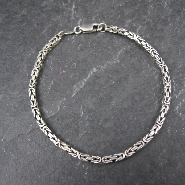 3mm Square Byzantine Bracelet 7.75 Inches Italian Sterling Silver