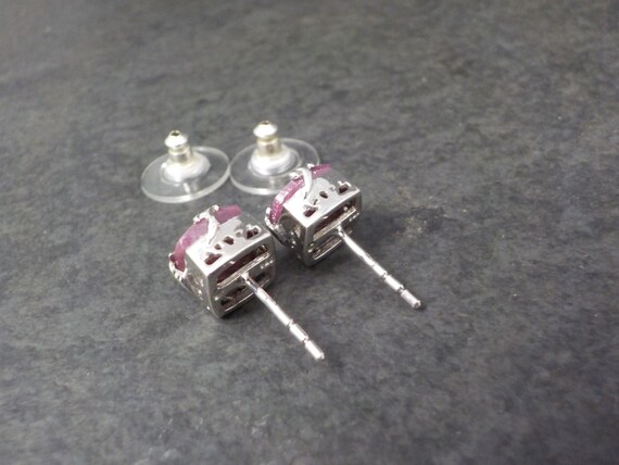 Ruby Stud Earrings Chunky Sterling Silver - image 6