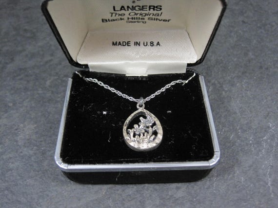 Estate Black Hills Silver Flower Pendant Necklace Langers
