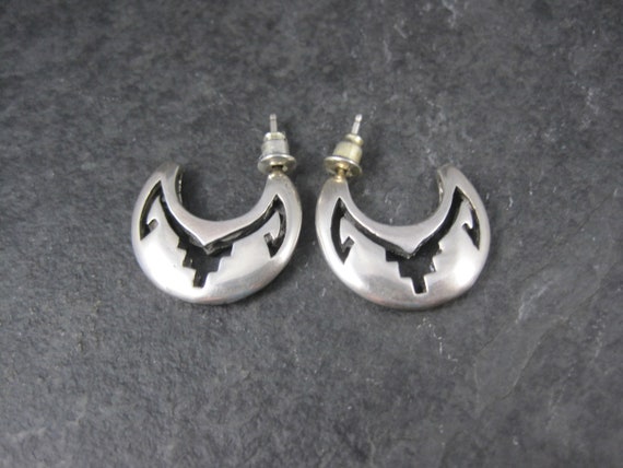 Southwestern Sterling Cresent Moon Earrings - image 4