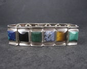 Pesante Vintage Mexican Sterling Gemstone Bracciale Alicia de la Paz