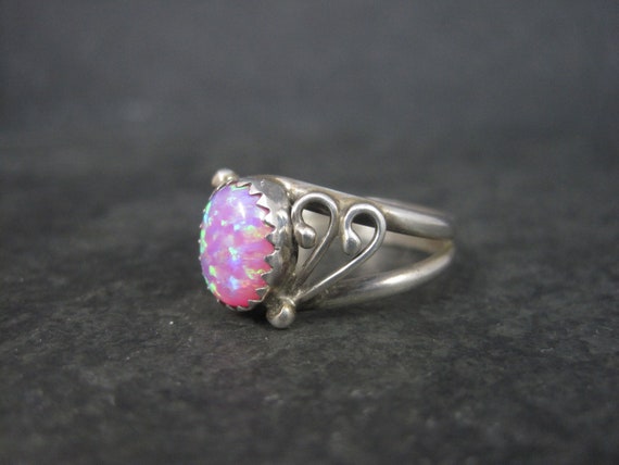 Southwestern Sterling Pink Opal Ring Size 8 - image 3