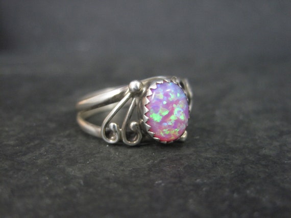 Southwestern Sterling Pink Opal Ring Size 8 - image 2