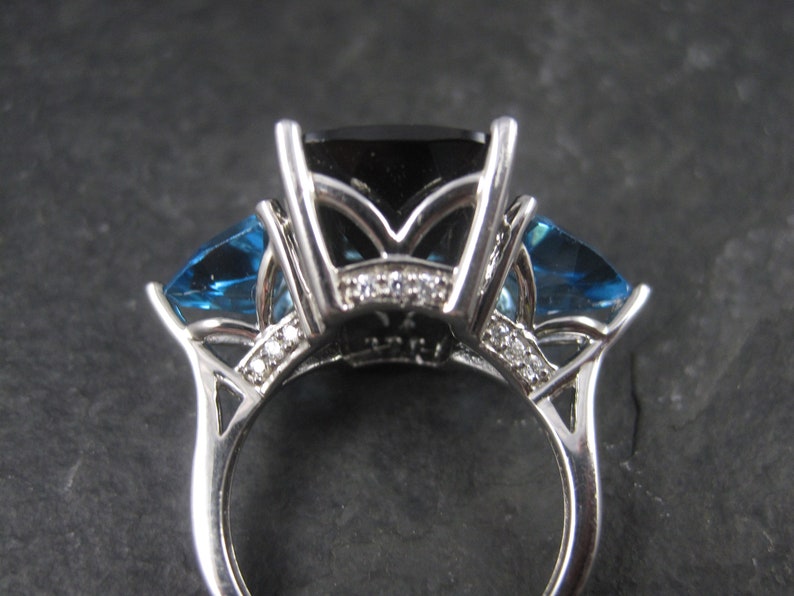 Huge Sterling Black Tourmaline Topaz Ring Size 7