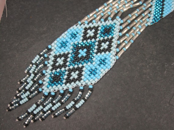 Native Blue Beaded Necklace - image 9