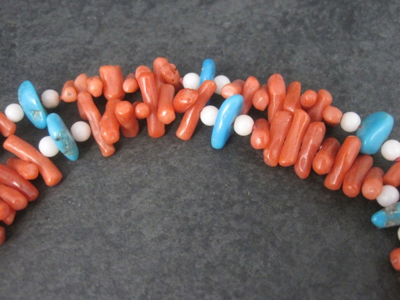 Vintage Chinese Export Coral Turquoise Necklace 3… - image 9