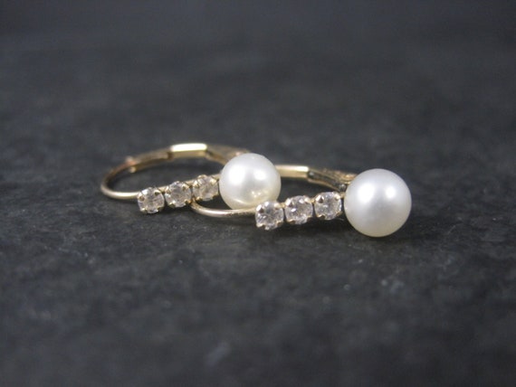 Dainty Estate 10K Pearl Lever Earrings