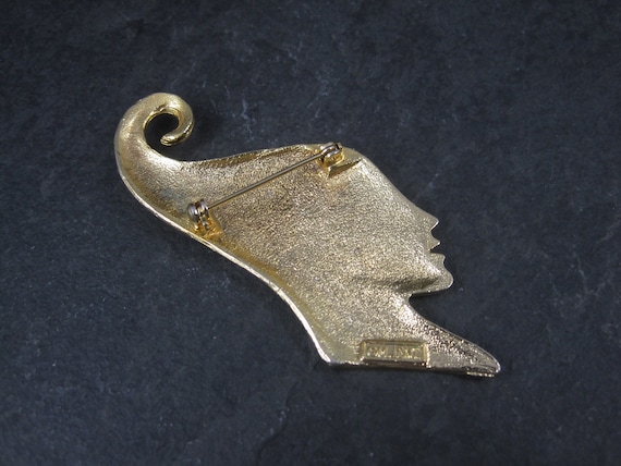 Vintage 80s Art Nouveau Style Lady Brooch MJENT - image 4