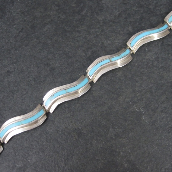 Estate Southwestern Sterling Turquoise Inlay Toggl
