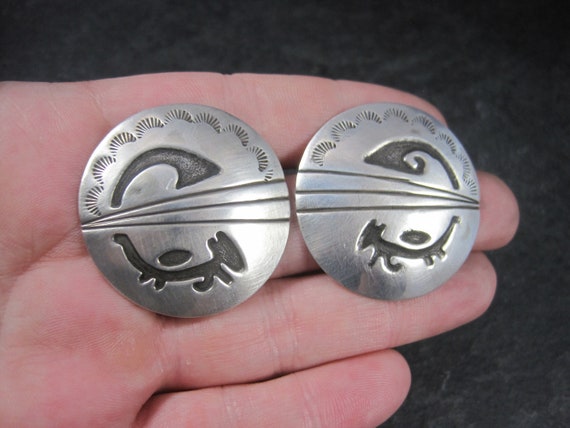 Large Sterling Native American Earrings Signed - image 7