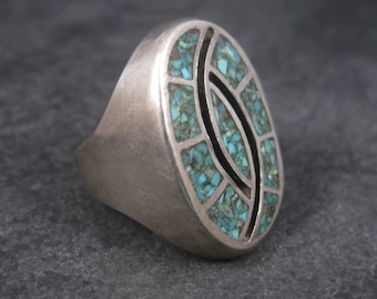 Southwestern Turquoise Chip Inlay Ring Size 9.5