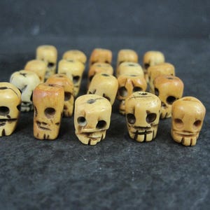 Lot of 5 Vintage Bone Rosary Skull Beads