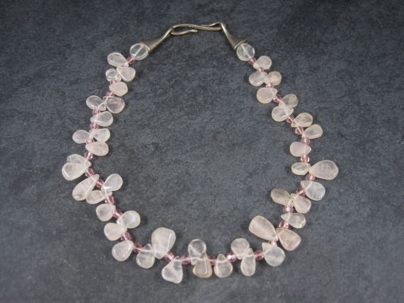 Vintage Sterling Rose Quartz Choker Necklace Caro… - image 5