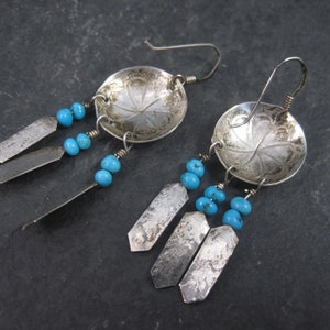 Estate Southwestern Sterling Concho Feather Earrings image 8