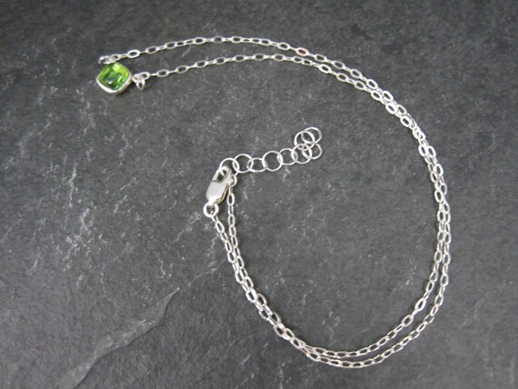 Green Cast Glass Necklace Sterling Silver 16-17 I… - image 7