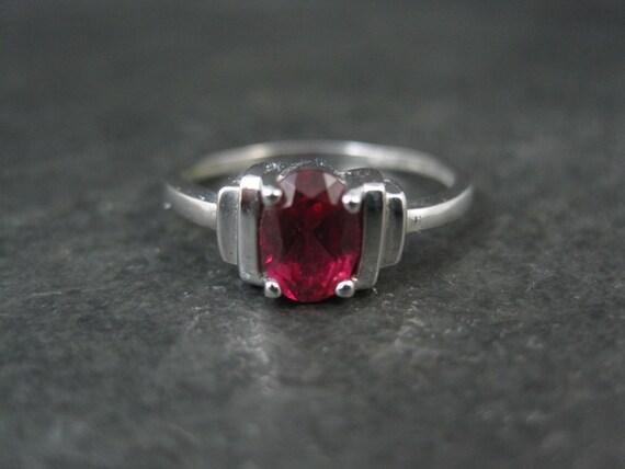 Estate Sterling Ruby Solitaire Ring Size 8 - image 10
