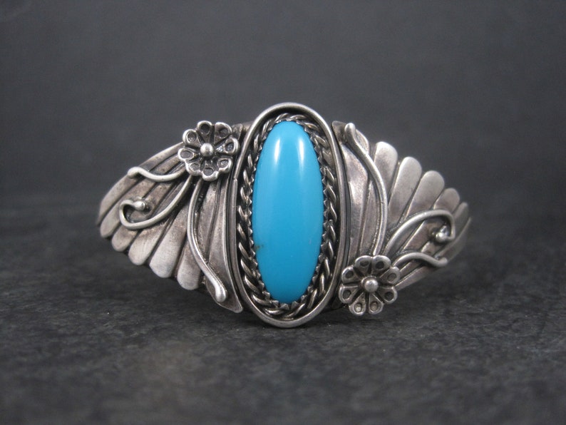 Vintage Sterling Navajo Turquoise Cuff Bracelet 6.25 Inches Pat Platero