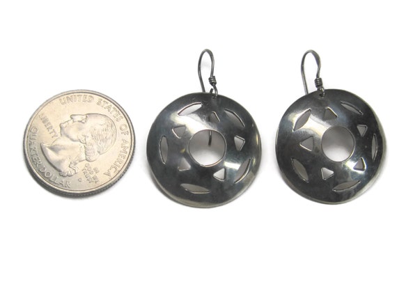 Vintage Southwestern Sterling Star Concho Earrings - image 4