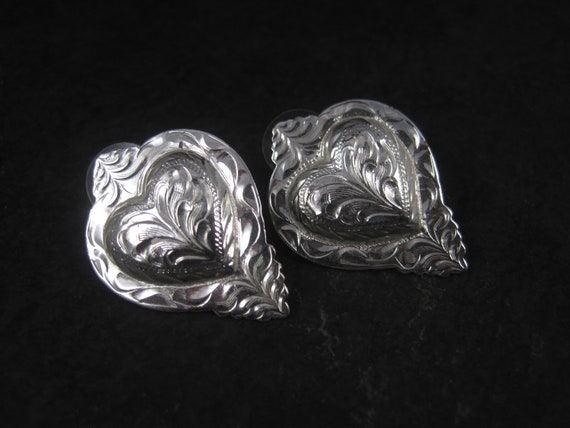 Western Heart Earrings Silver Plated Circle Y of … - image 3