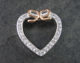 Vintage 90s Sterling Cubic Zirconia Heart Pendant