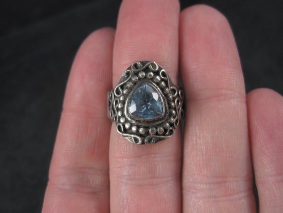 Vintage Balinese Sterling Topaz Ring Size 5 - image 9