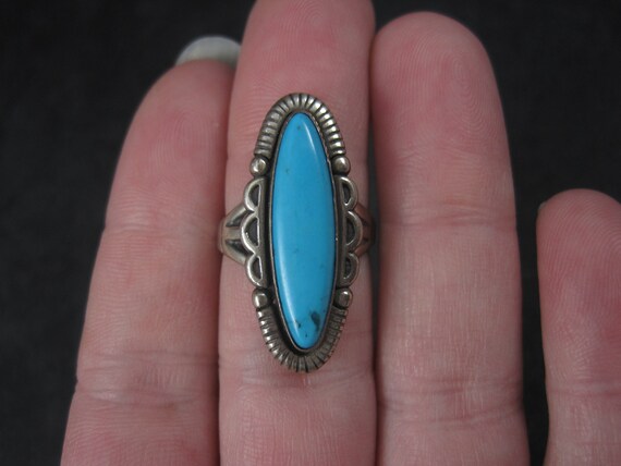 Vintage Turquoise Ring Size 6 Southwestern Sterli… - image 9