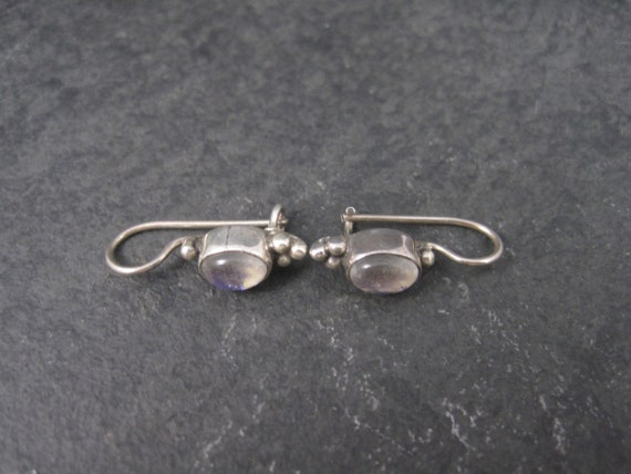 Vintage Sterling Purple Dichroic Glass Earrings L… - image 4