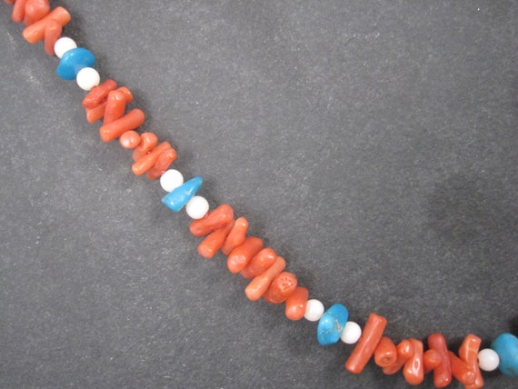 Vintage Chinese Export Coral Turquoise Necklace 3… - image 4