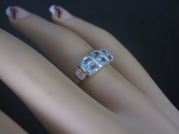 90s Sterling Blue Topaz Ring Size 6 - image 7