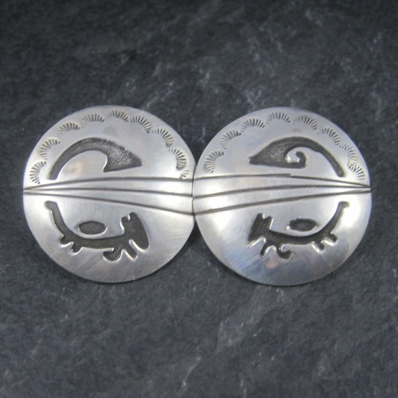 Large Sterling Native American Earrings Signed - image 1