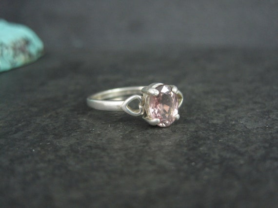 Estate Sterling Pink Tourmaline Ring Size 6.5 - image 2