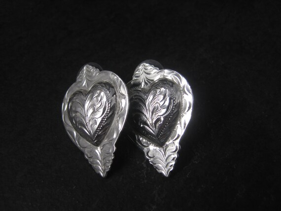 Western Heart Earrings Silver Plated Circle Y of … - image 4