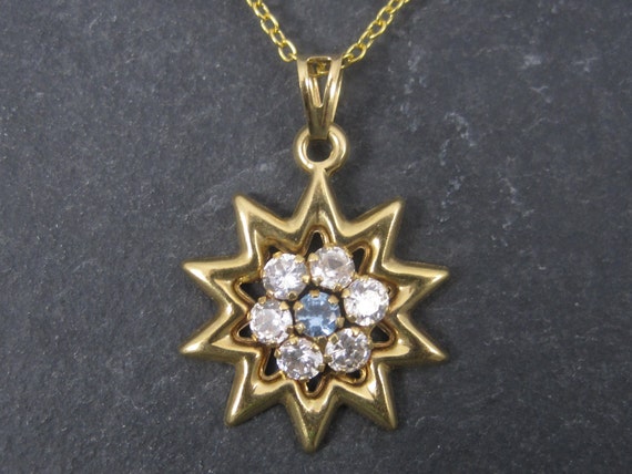 Vintage 18K Blue Zircon Starburst Pendant - Etsy