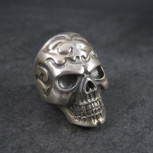 Mens Vintage Sterling Vampire Skull Ring Size 11 image 3