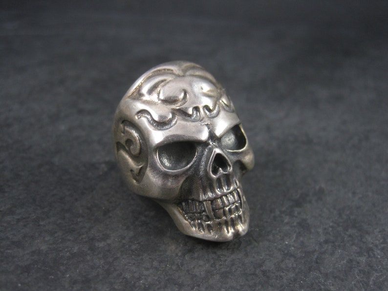 Mens Vintage Sterling Vampire Skull Ring Size 11 image 3