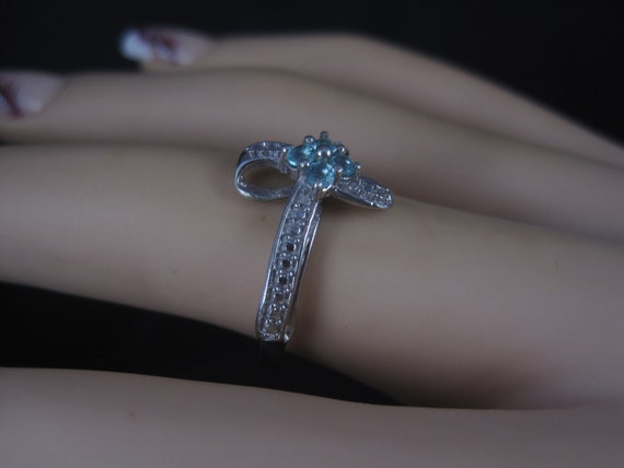 Vintage Sterling Paraiba Tourmaline Cross Ring Si… - image 9