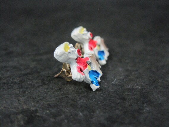 Vintage Gold Filled Enamel Mr Bill and Spot Earri… - image 4