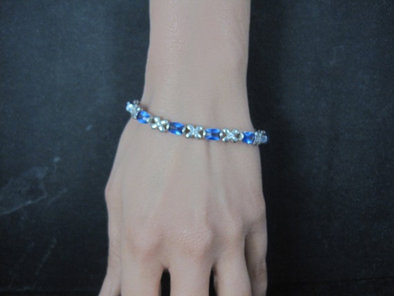 Sterling Faux Sapphire Bracelet 7 Inches - image 10