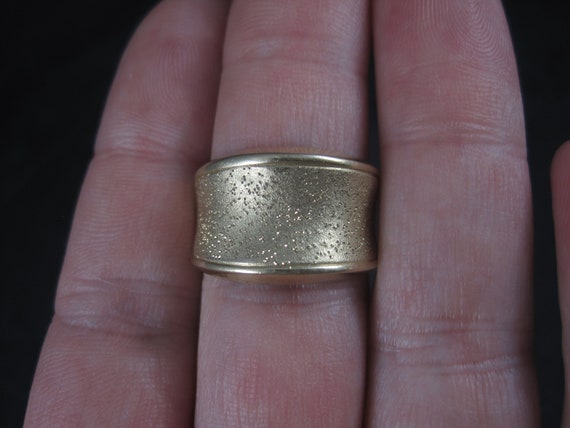 Wide Vintage 18K Vermeil Sterling Textured Ring C… - image 7